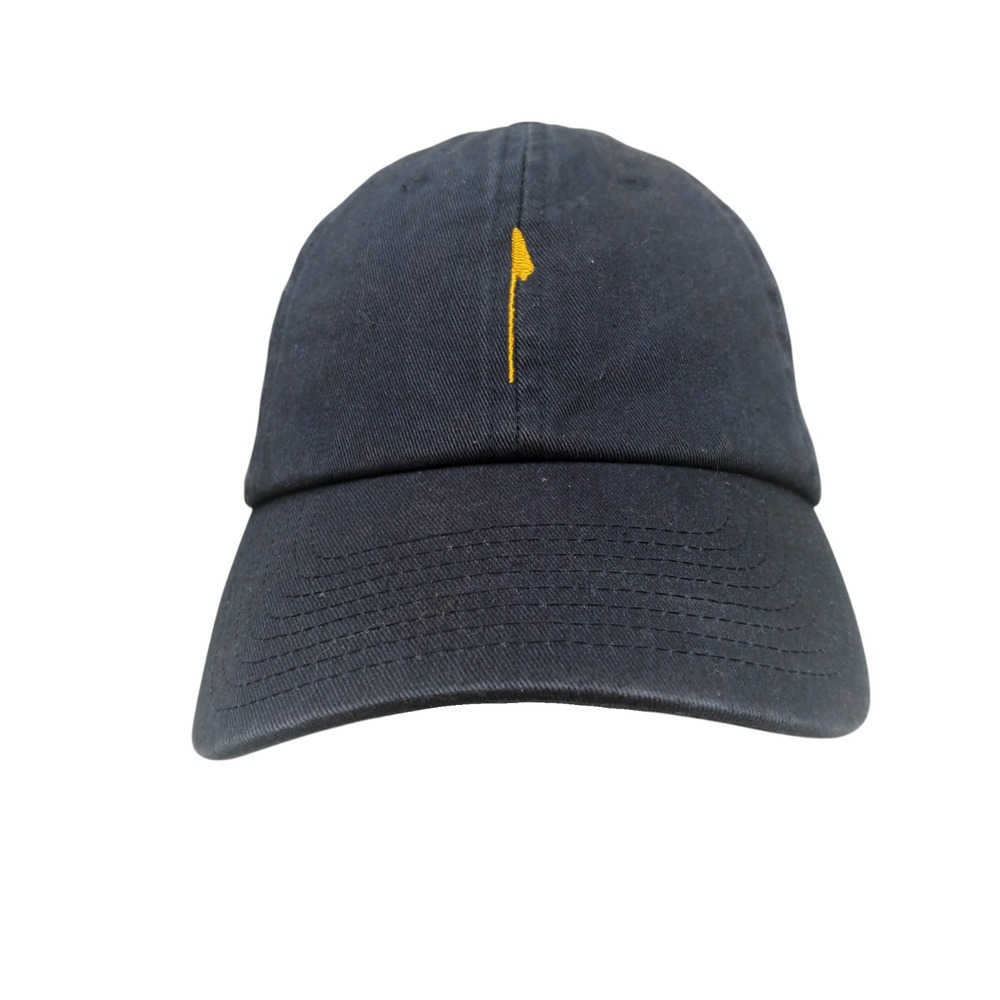 PUBLIC Country Club Black Hat Cap Adjustable Gold Embroidered Flagstick USA Made